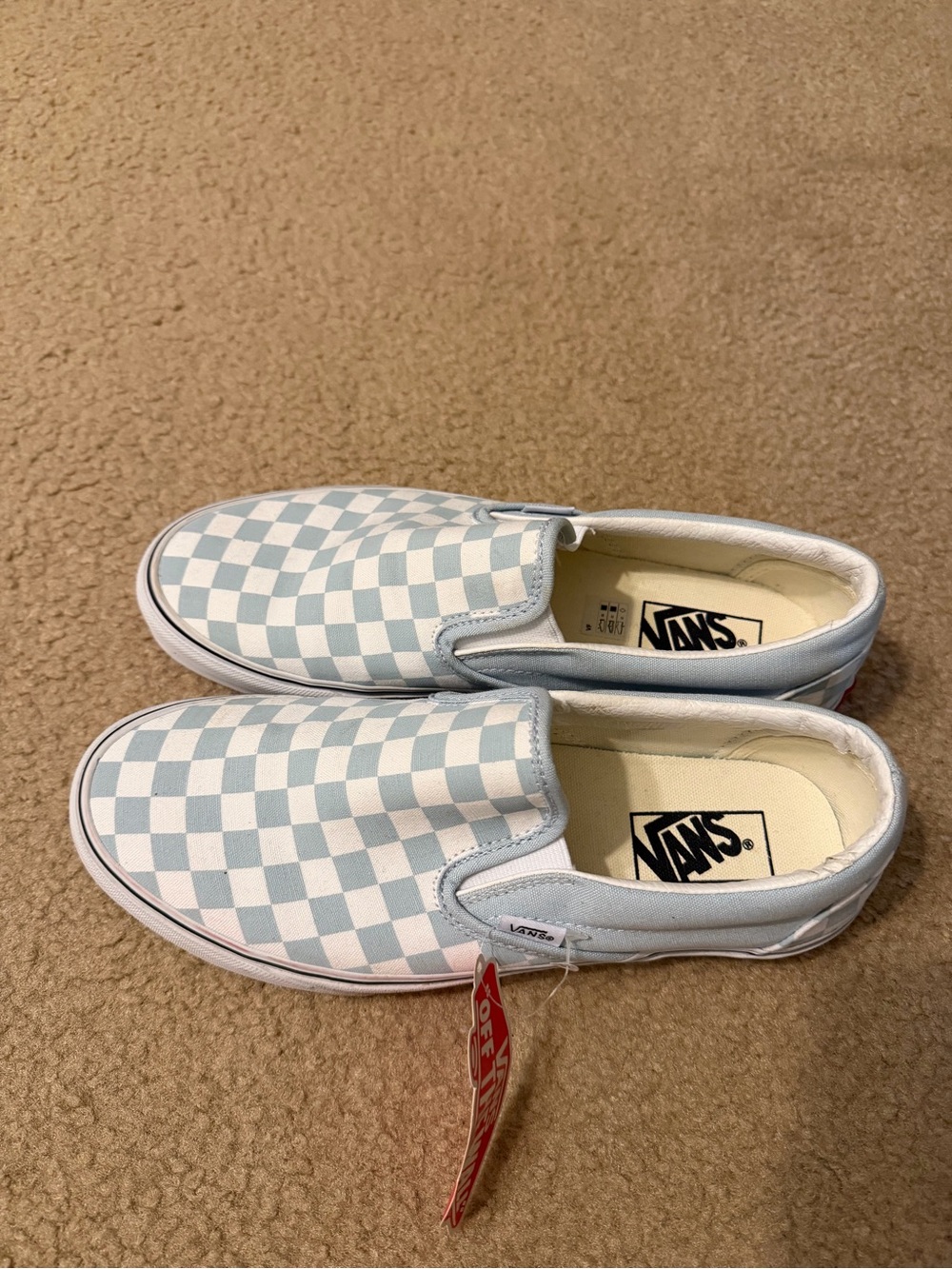 Vans Classic Checkerboard Slip-On Shoes Blue/White NWT Women’s 10 / Men’s 8.5 - Picture 2 of 6